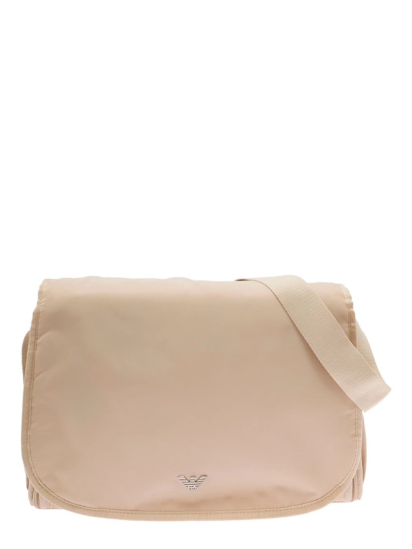 Beige Crossbody Mummy Bag in Nylon Baby
