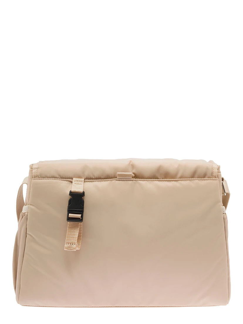Beige Crossbody Mummy Bag in Nylon Baby