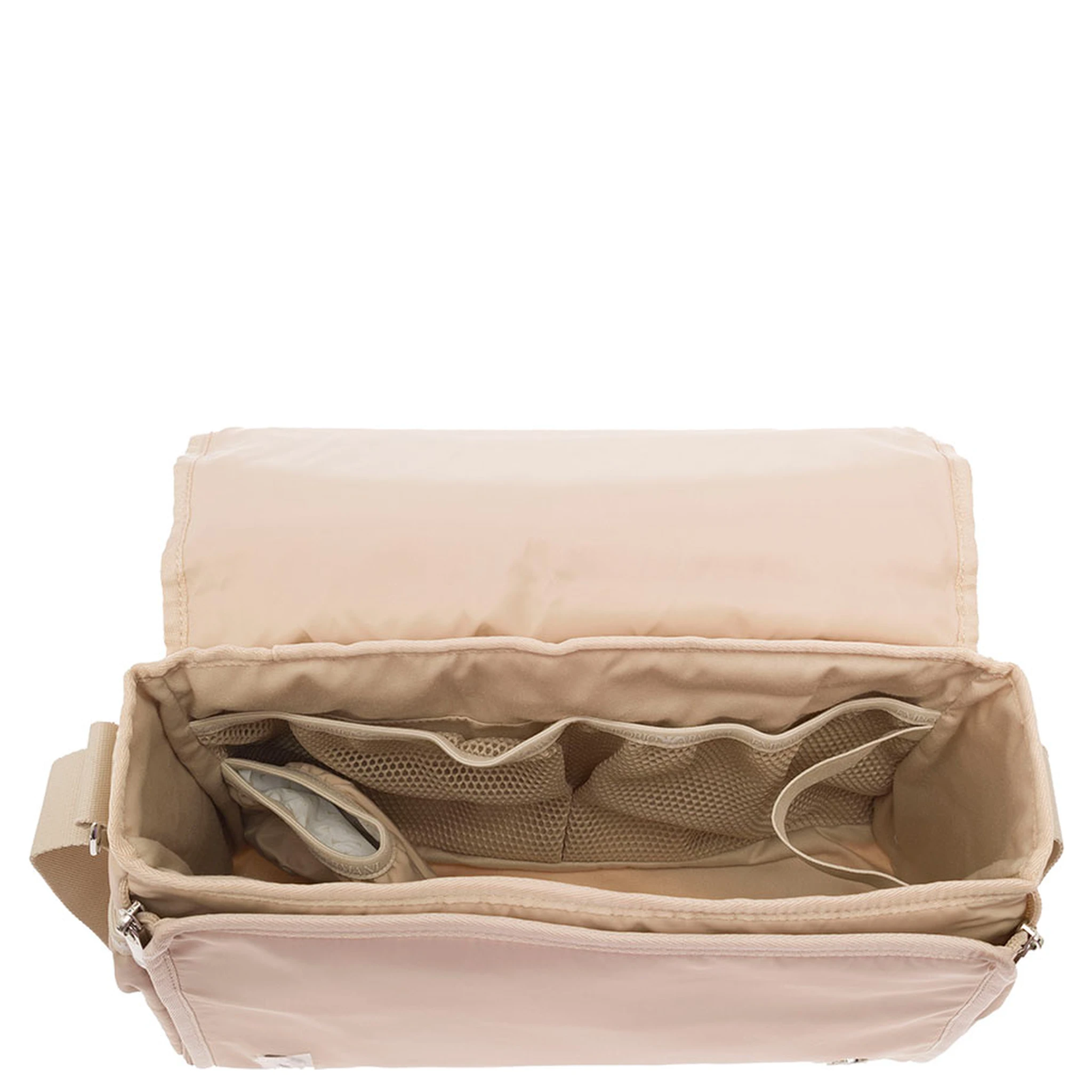 Beige Crossbody Mummy Bag in Nylon Baby