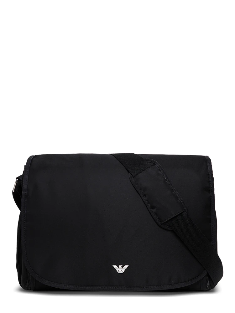 Black Crossbody Mummy Bag in Nylon Baby