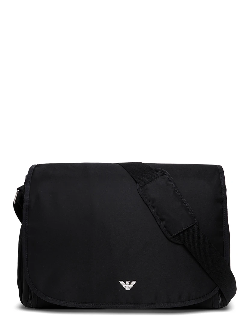 Black Crossbody Mummy Bag in Nylon Baby