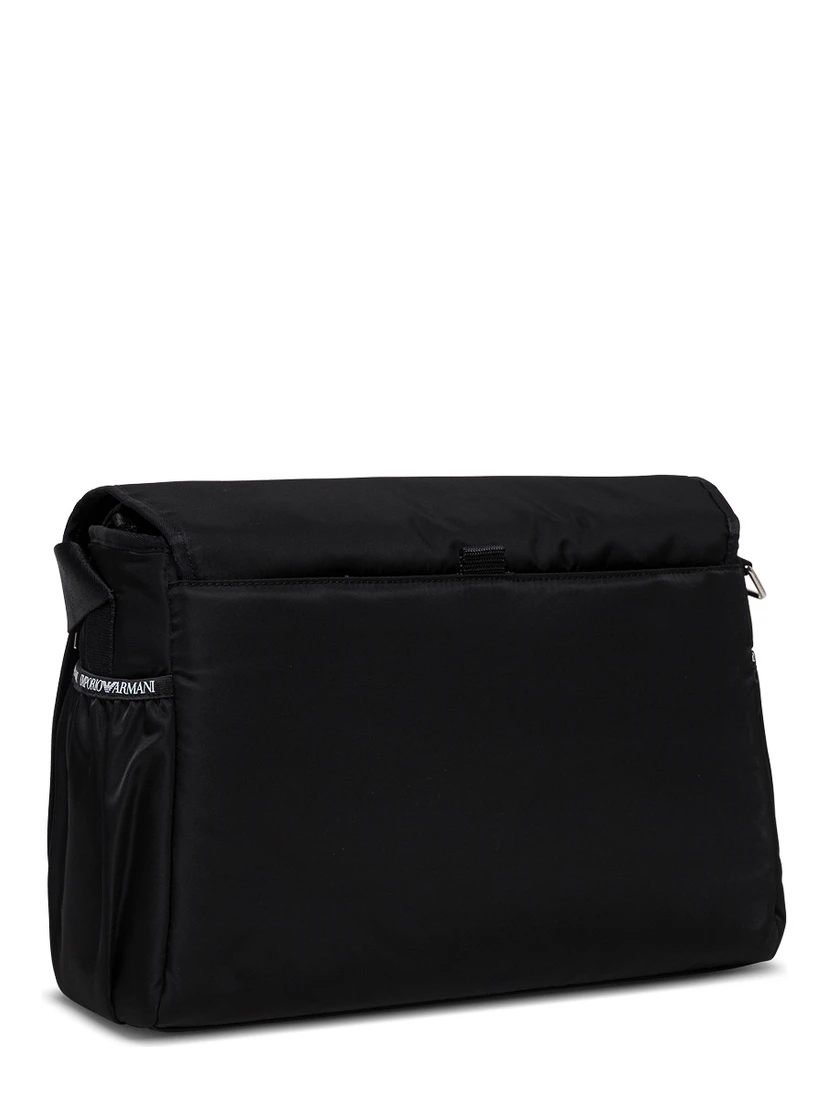 Black Crossbody Mummy Bag in Nylon Baby