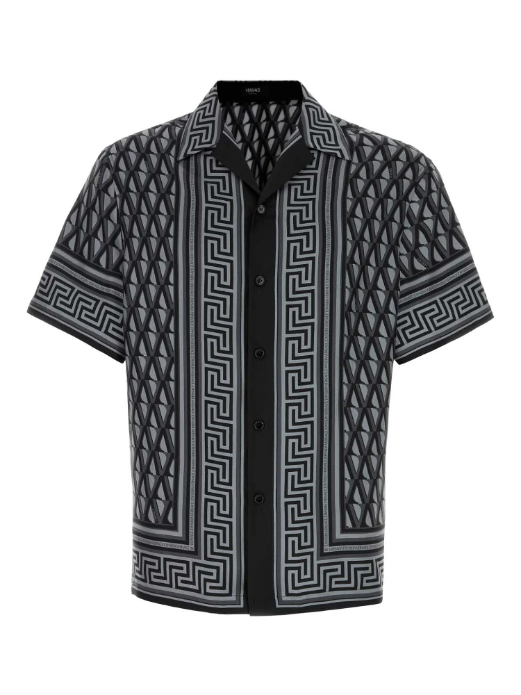 INFORMAL SHIRT SILK TWILL FABRIC V LOGO  PRINT