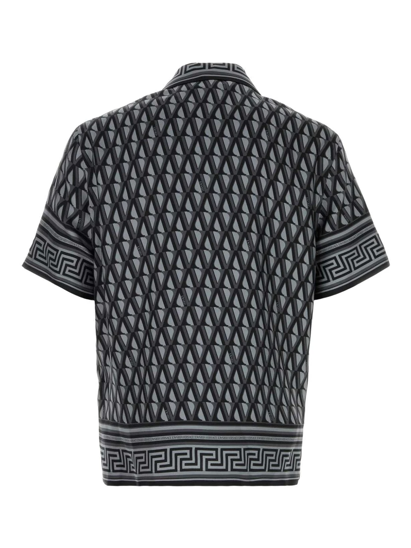 INFORMAL SHIRT SILK TWILL FABRIC V LOGO  PRINT