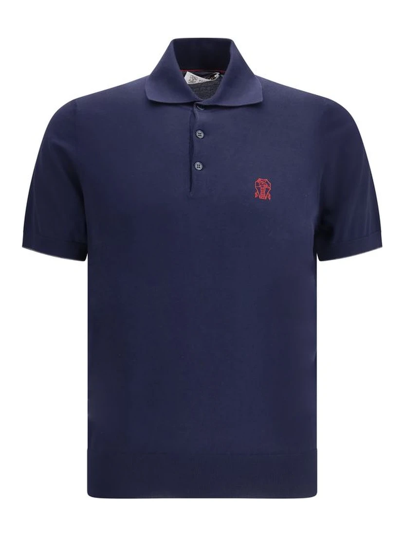 Blue Cotton Polo Shirt