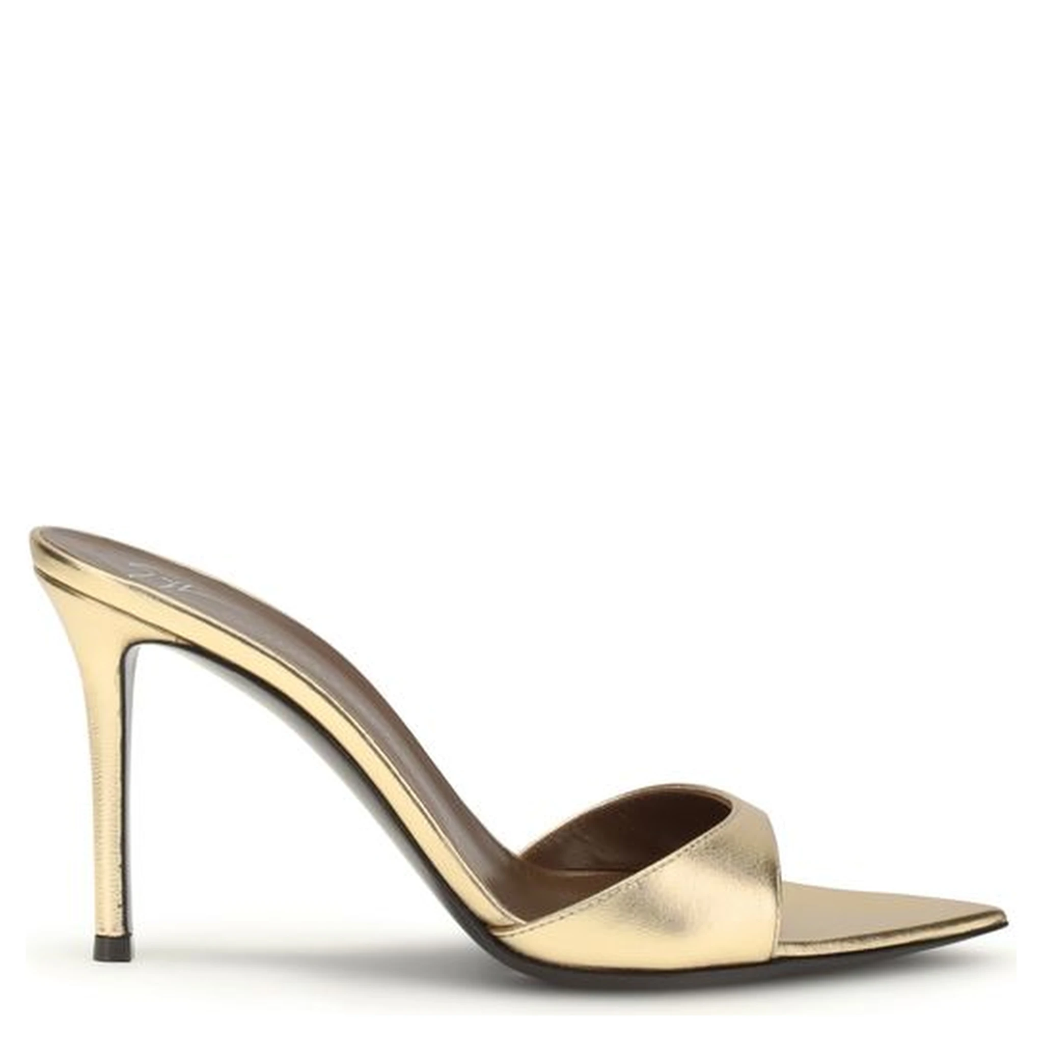 Gold Leather Stiletto Heel Sandals