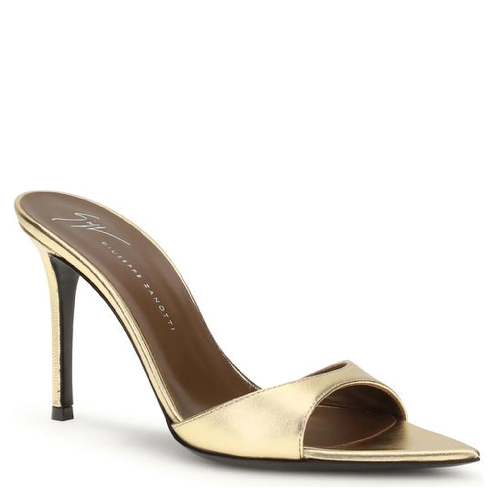 Gold Leather Stiletto Heel Sandals