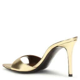 Gold Leather Stiletto Heel Sandals