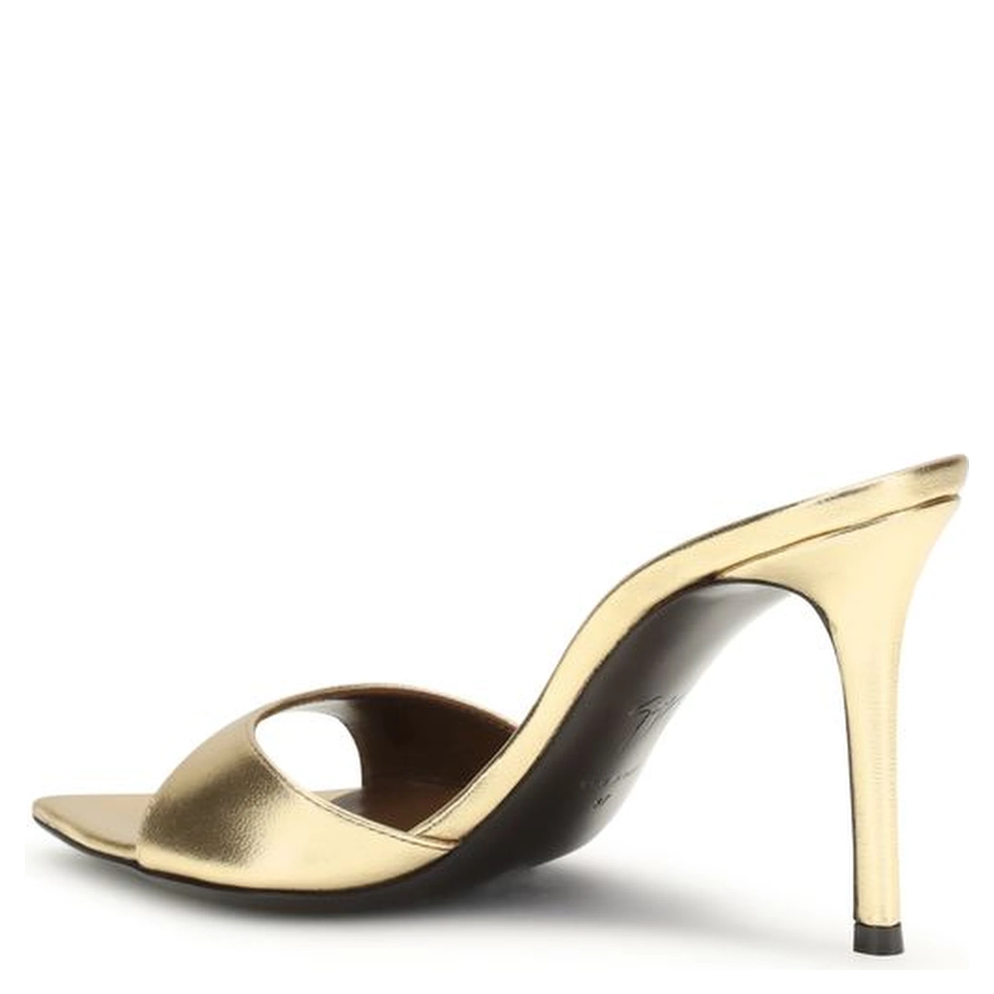 Gold Leather Stiletto Heel Sandals