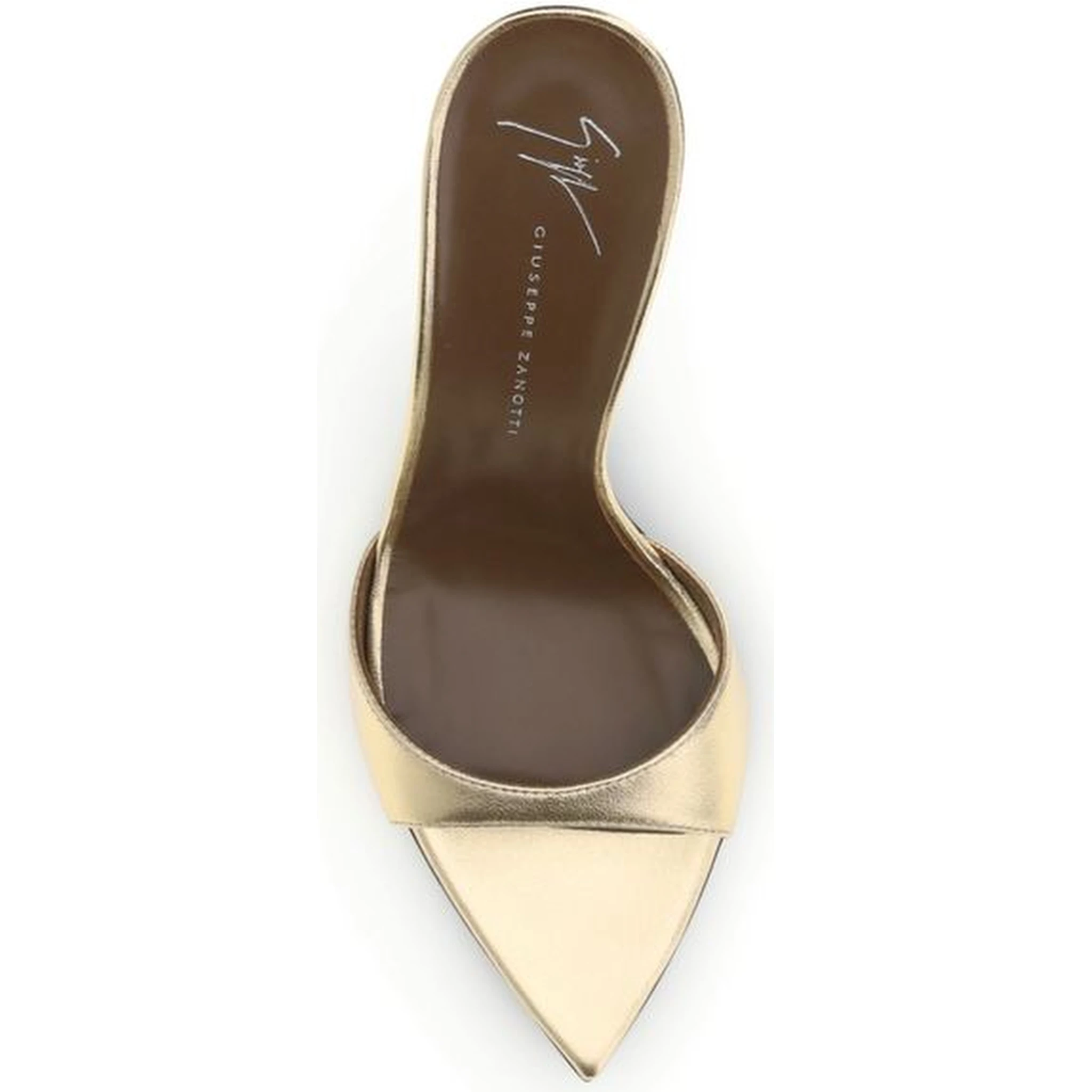 Gold Leather Stiletto Heel Sandals