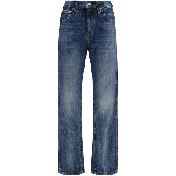 Blue Cotton High-Waisted Jean