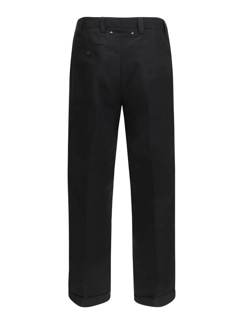 Black Cotton Chino Pants