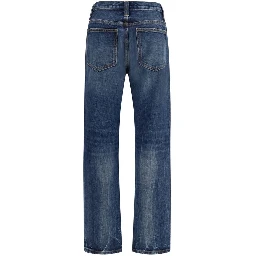 Blue Cotton High-Waisted Jean