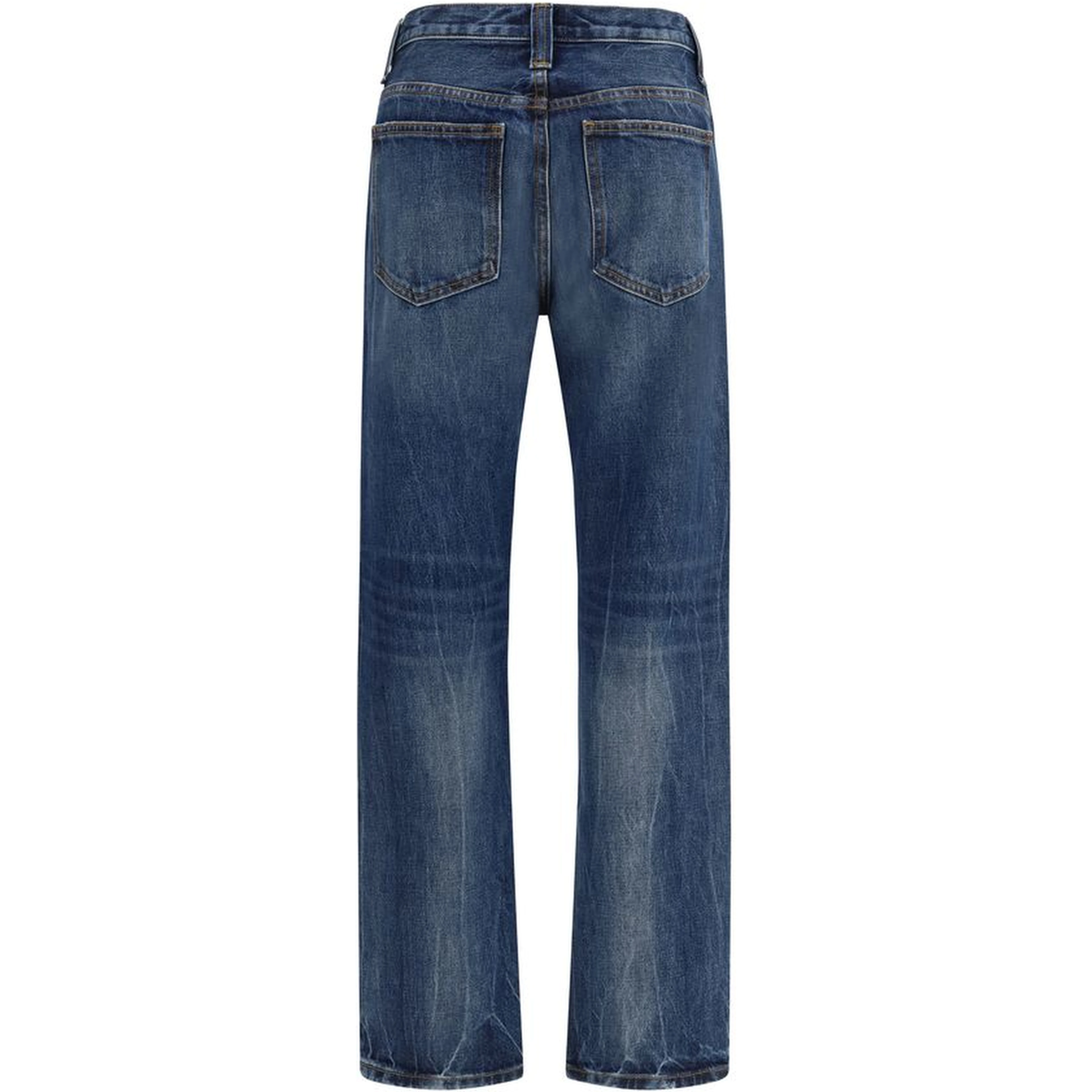 Blue Cotton High-Waisted Jean