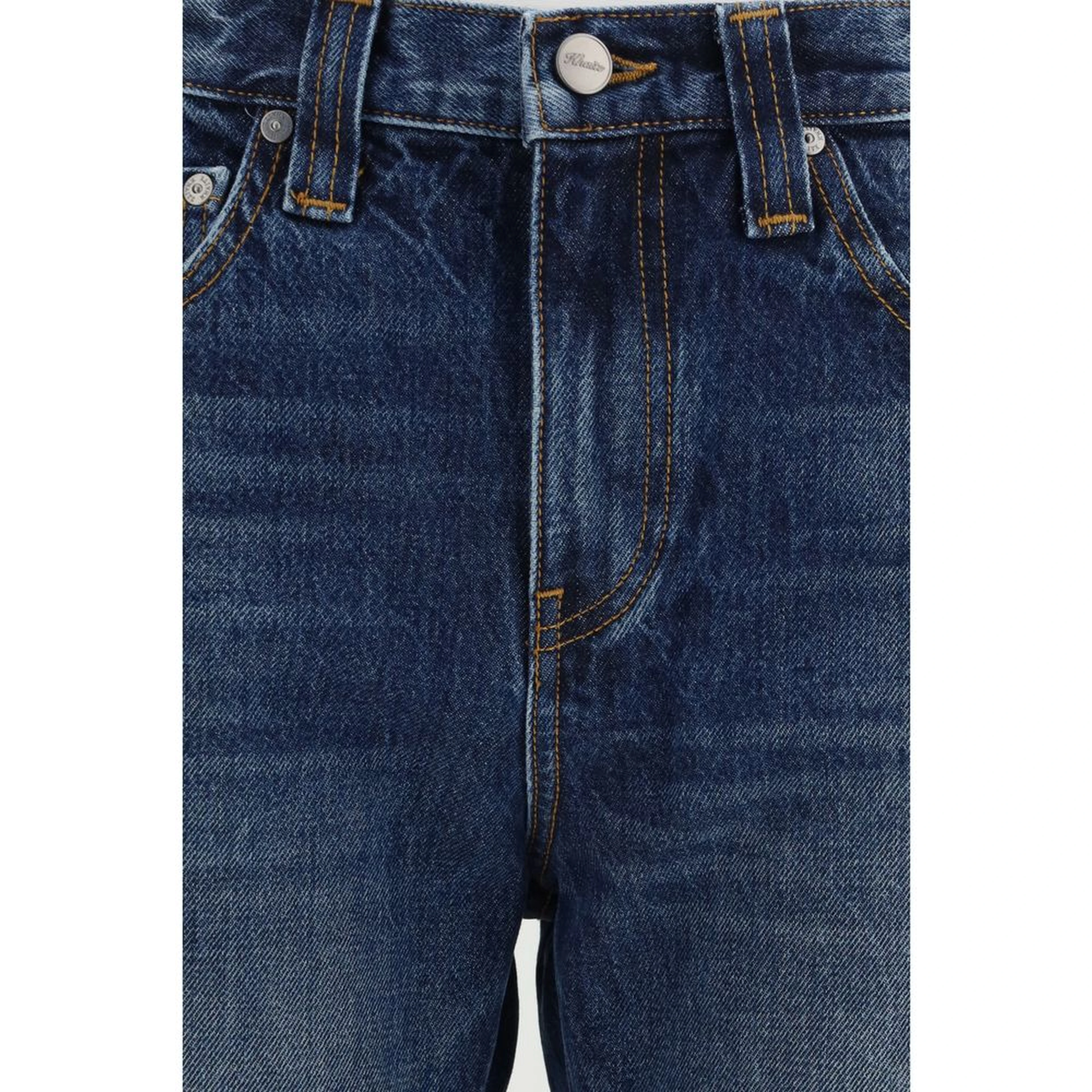 Blue Cotton High-Waisted Jean