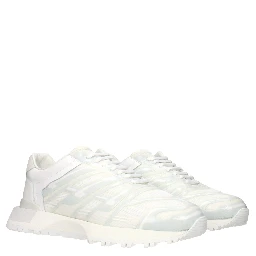 White Fabric Athletic Sneakers