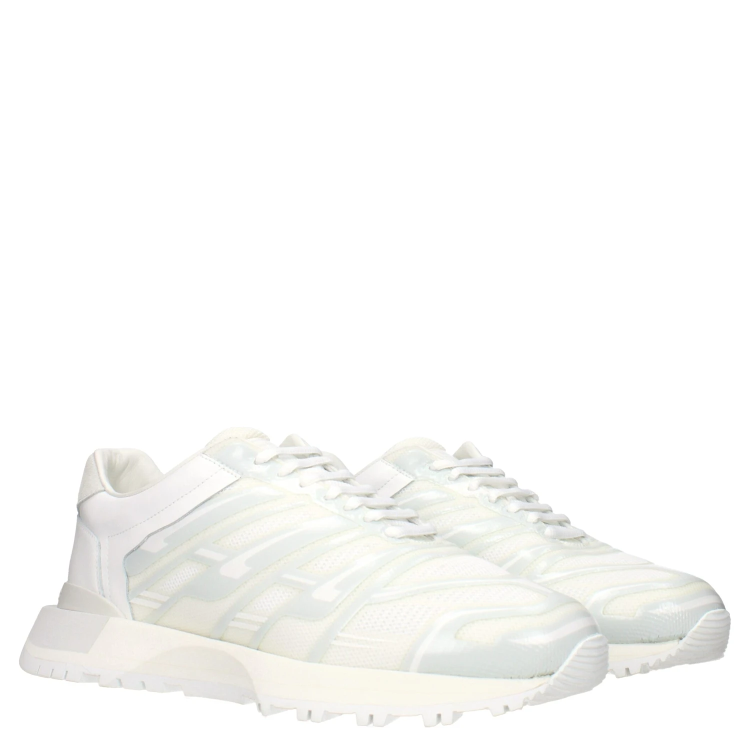 White Fabric Athletic Sneakers