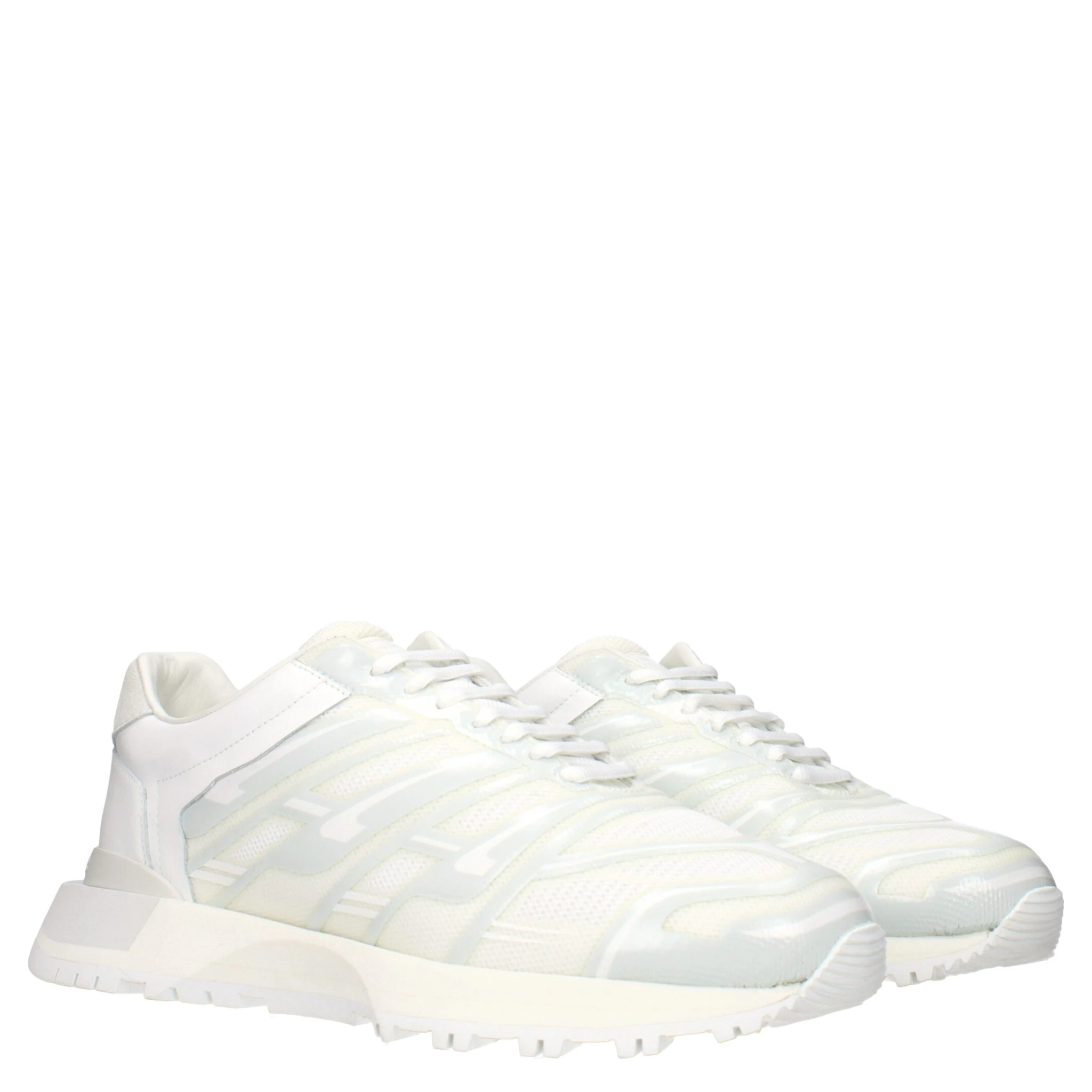 White Fabric Athletic Sneakers