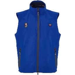 Blue Polyester Sleveless Jacket