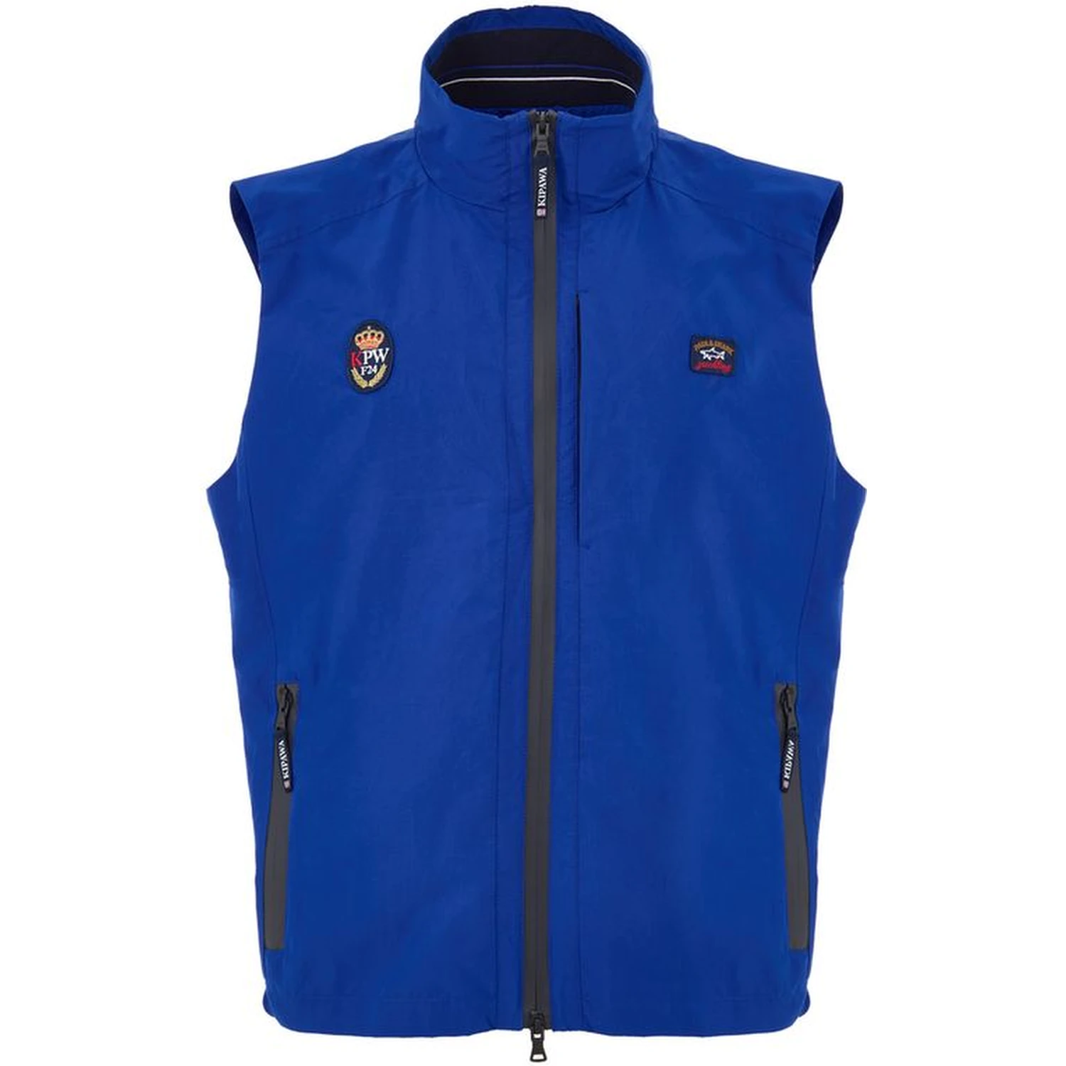 Blue Polyester Sleveless Jacket