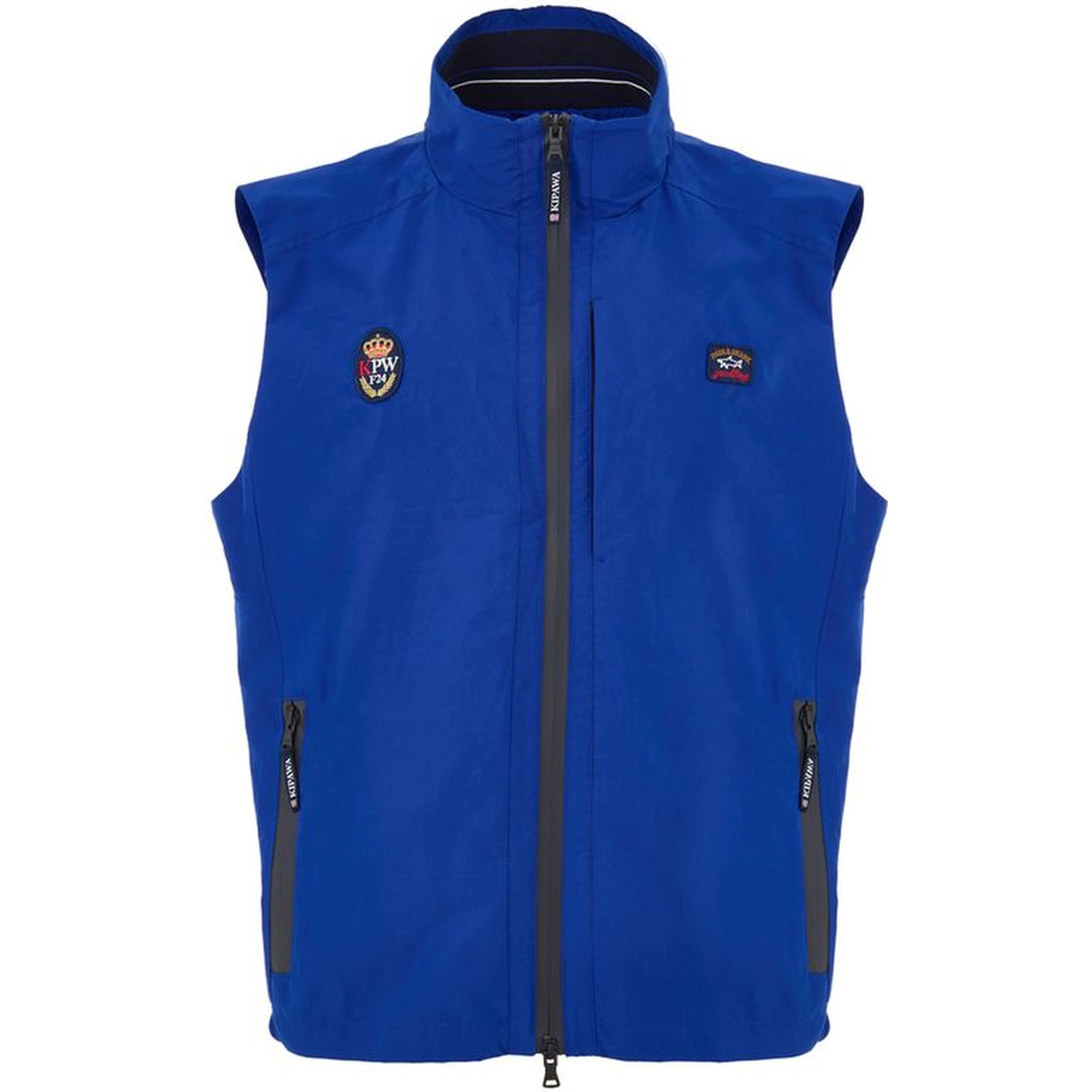 Blue Polyester Sleveless Jacket