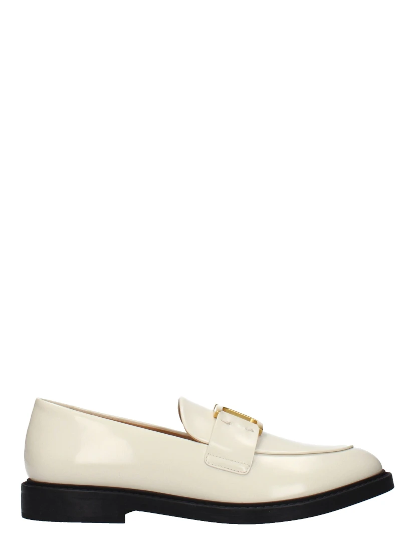 Beige Leather Slip-On Loafers