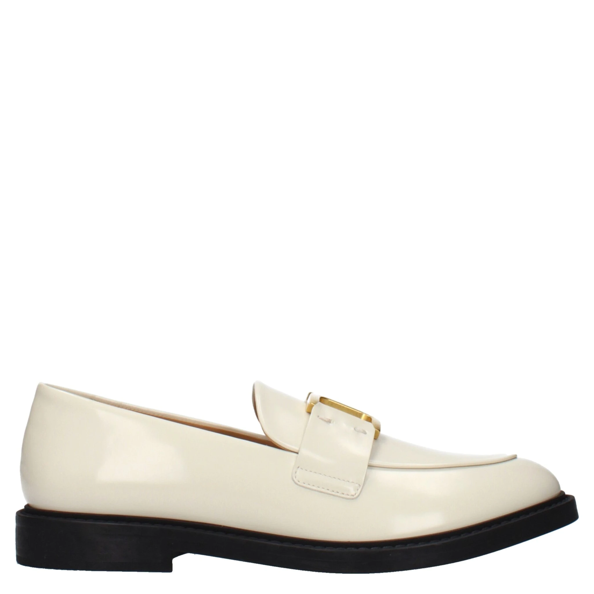 Beige Leather Slip-On Loafers