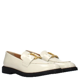 Beige Leather Slip-On Loafers