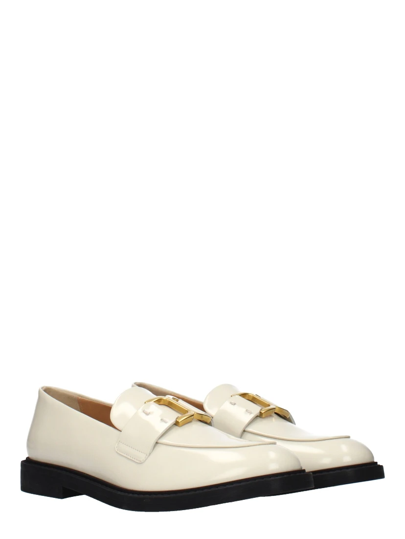 Beige Leather Slip-On Loafers