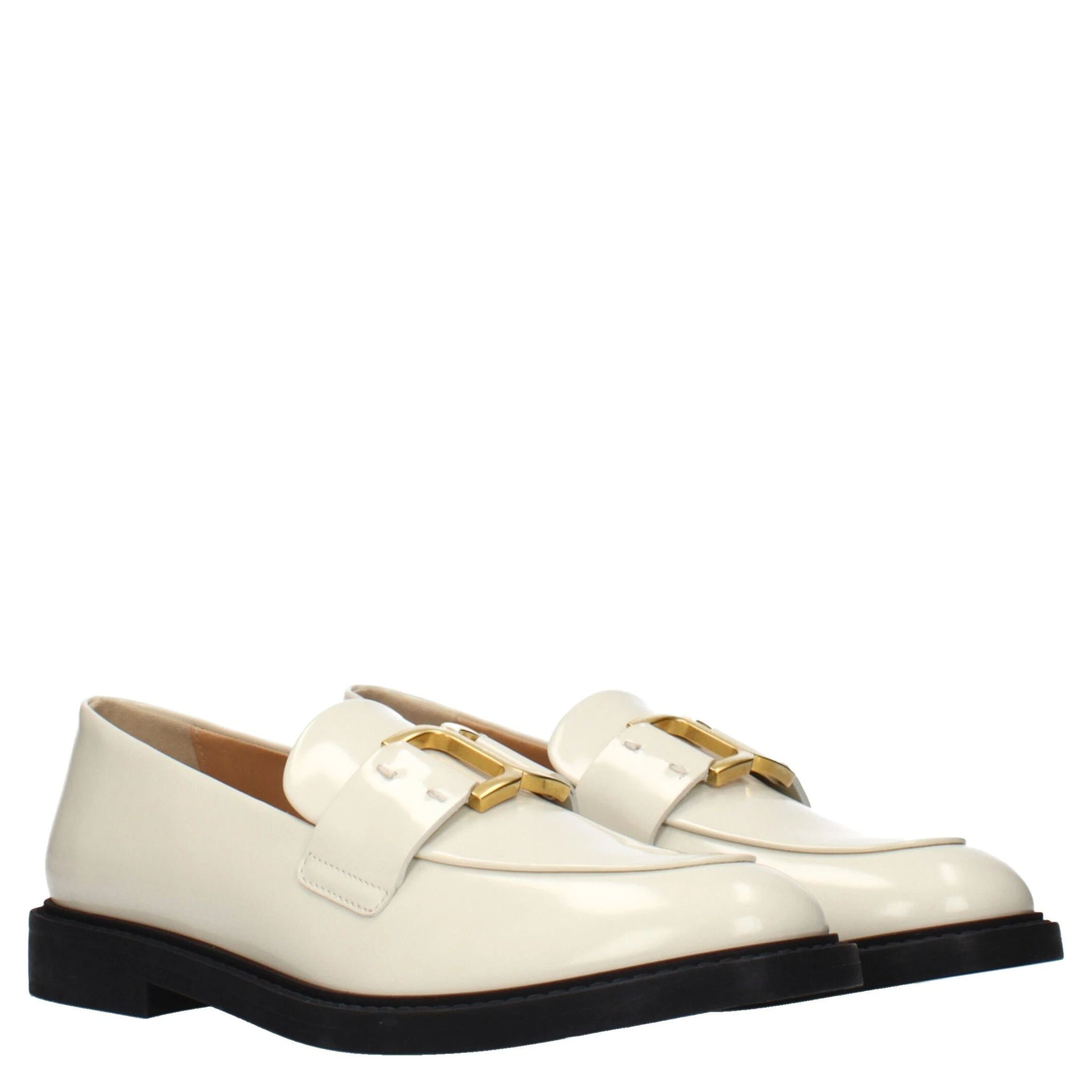 Beige Leather Slip-On Loafers