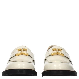 Beige Leather Slip-On Loafers