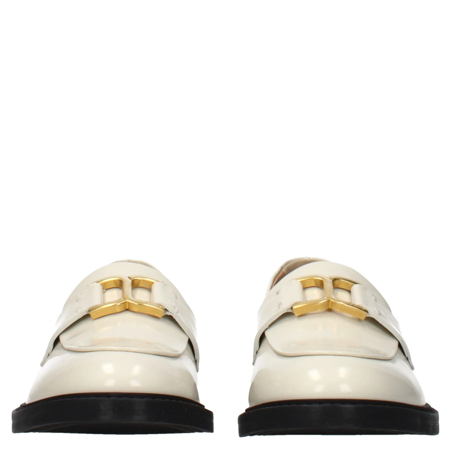 Beige Leather Slip-On Loafers