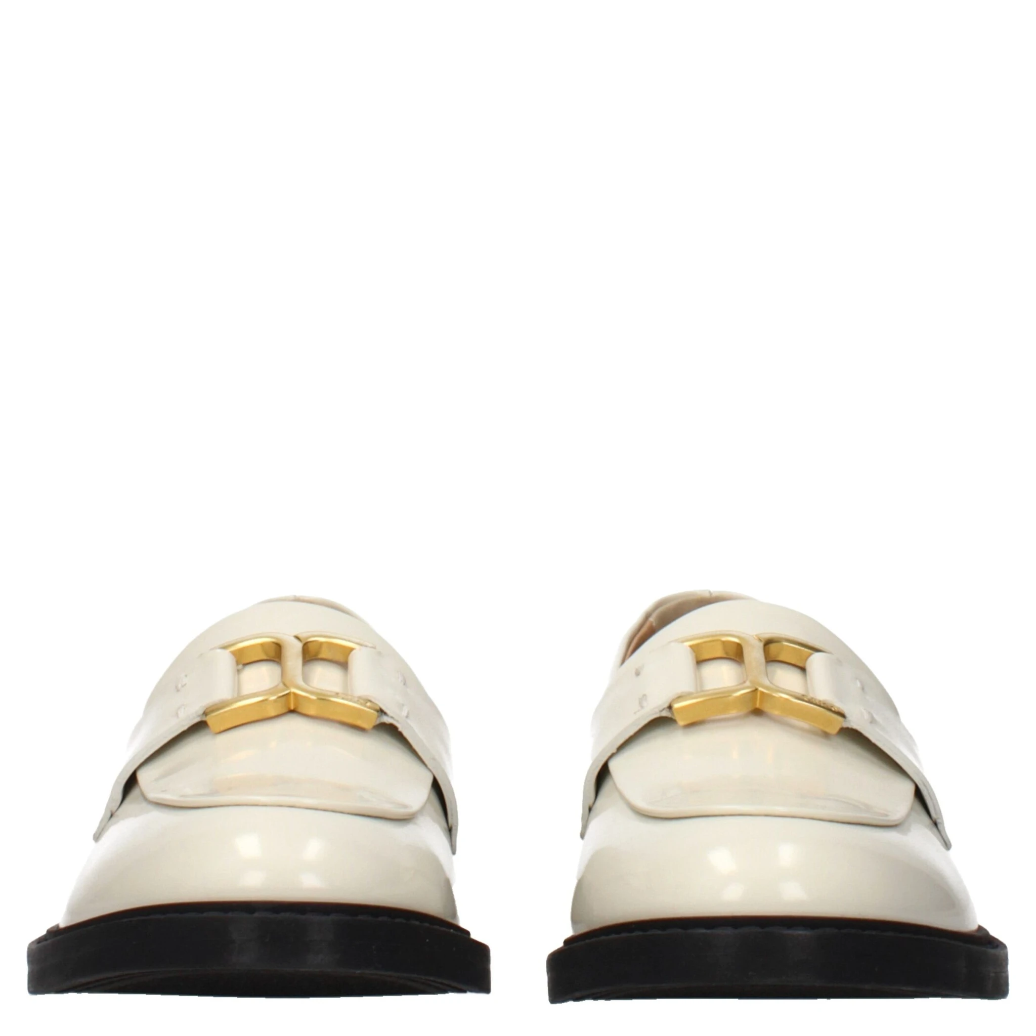 Beige Leather Slip-On Loafers