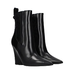 حذاء كاحل من الجلد الأسود