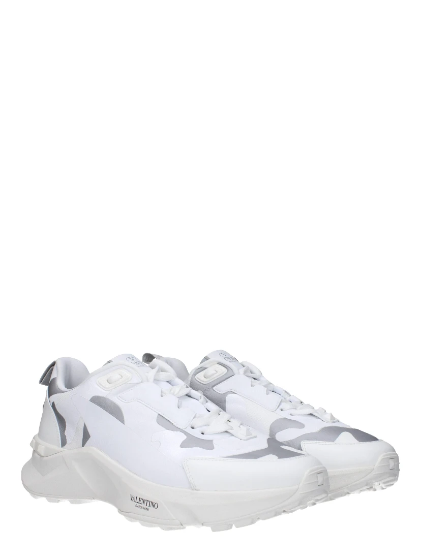 White Fabric Athletic Sneakers