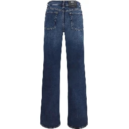 Blue Cotton Bootcut Jeans