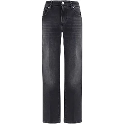 Black Cotton Straight-Leg Jeans