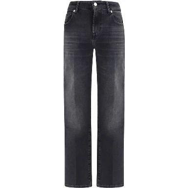 Black Cotton Straight-Leg Jeans