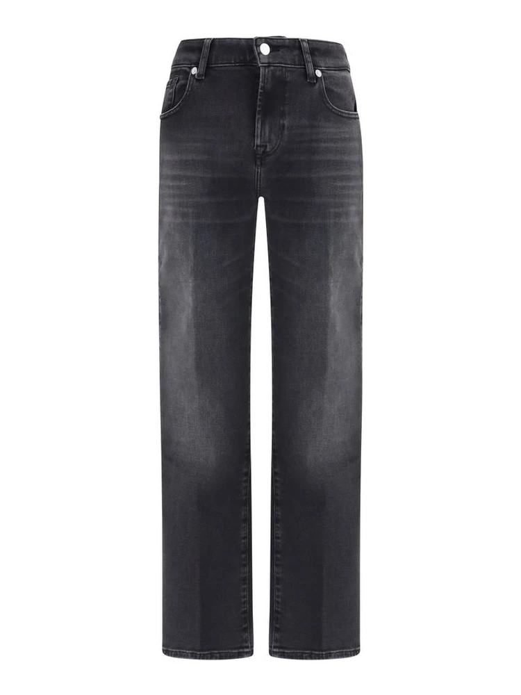 Black Cotton Straight-Leg Jeans