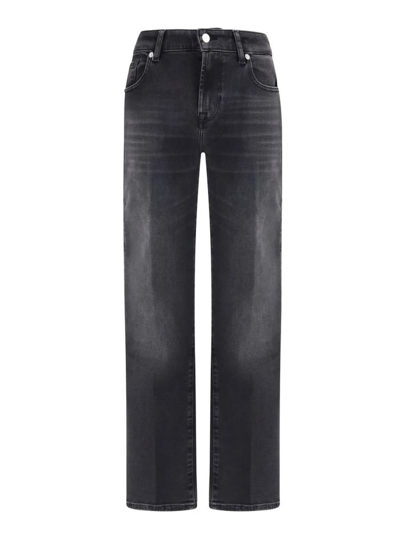 Black Cotton Straight-Leg Jeans