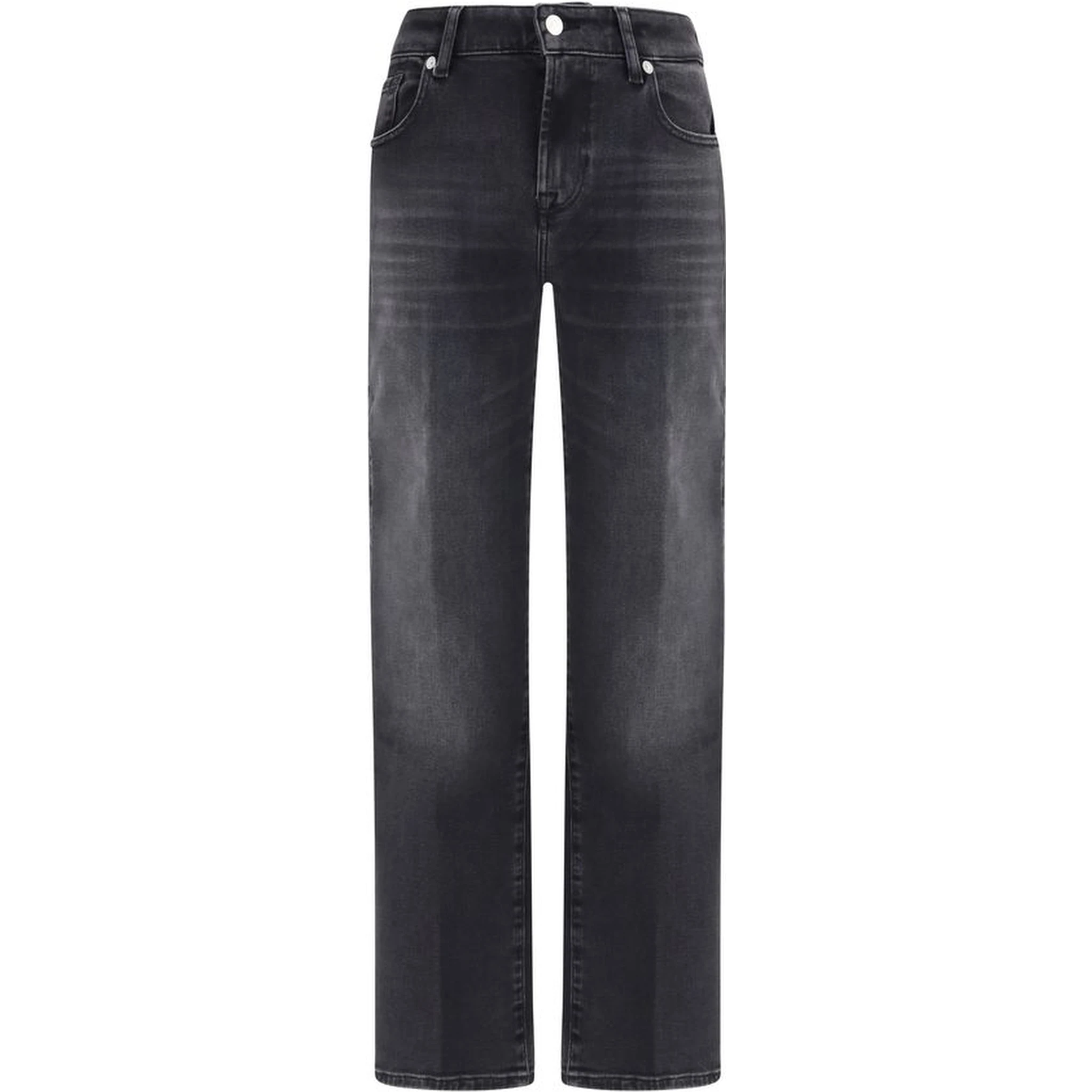 Black Cotton Straight-Leg Jeans