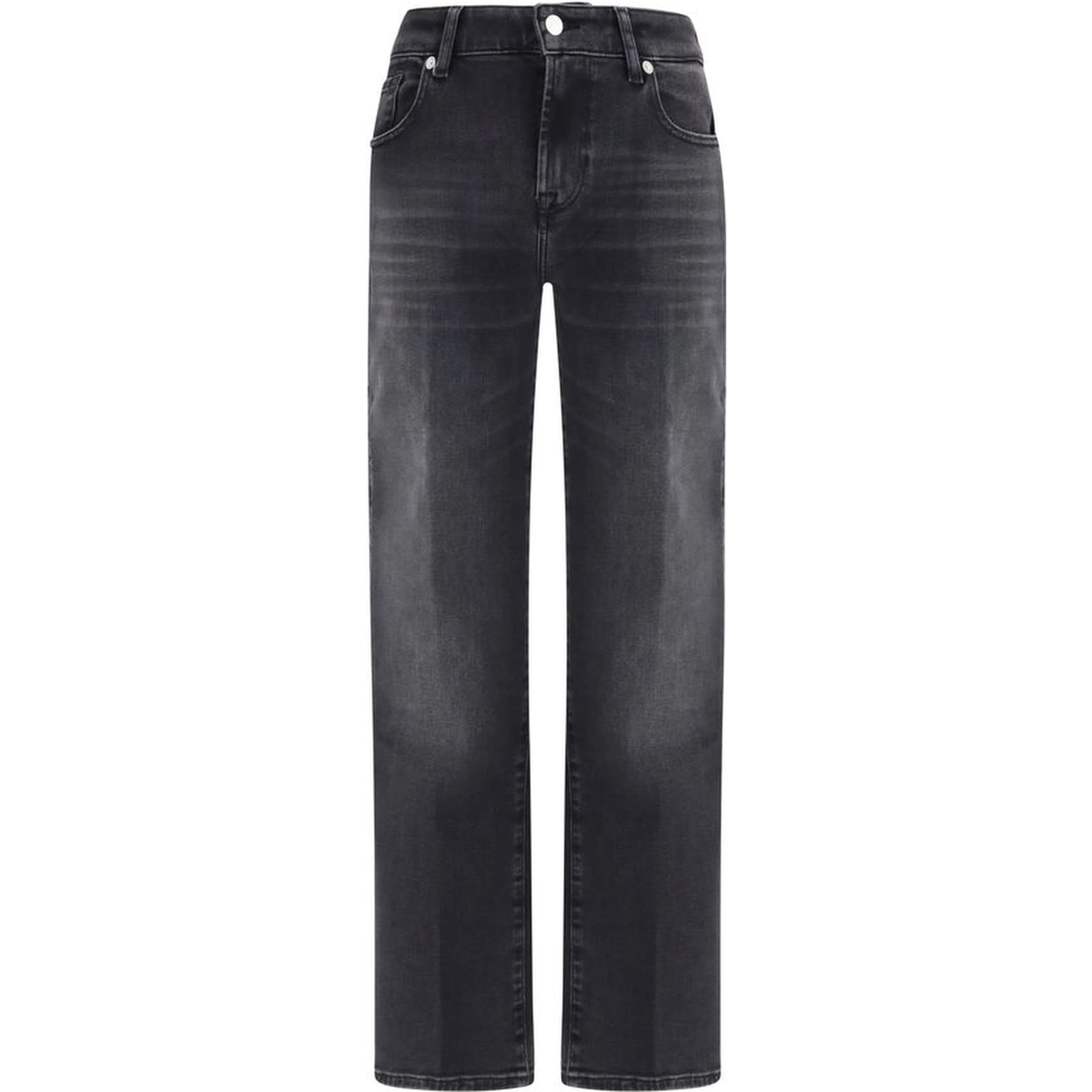 Black Cotton Straight-Leg Jeans
