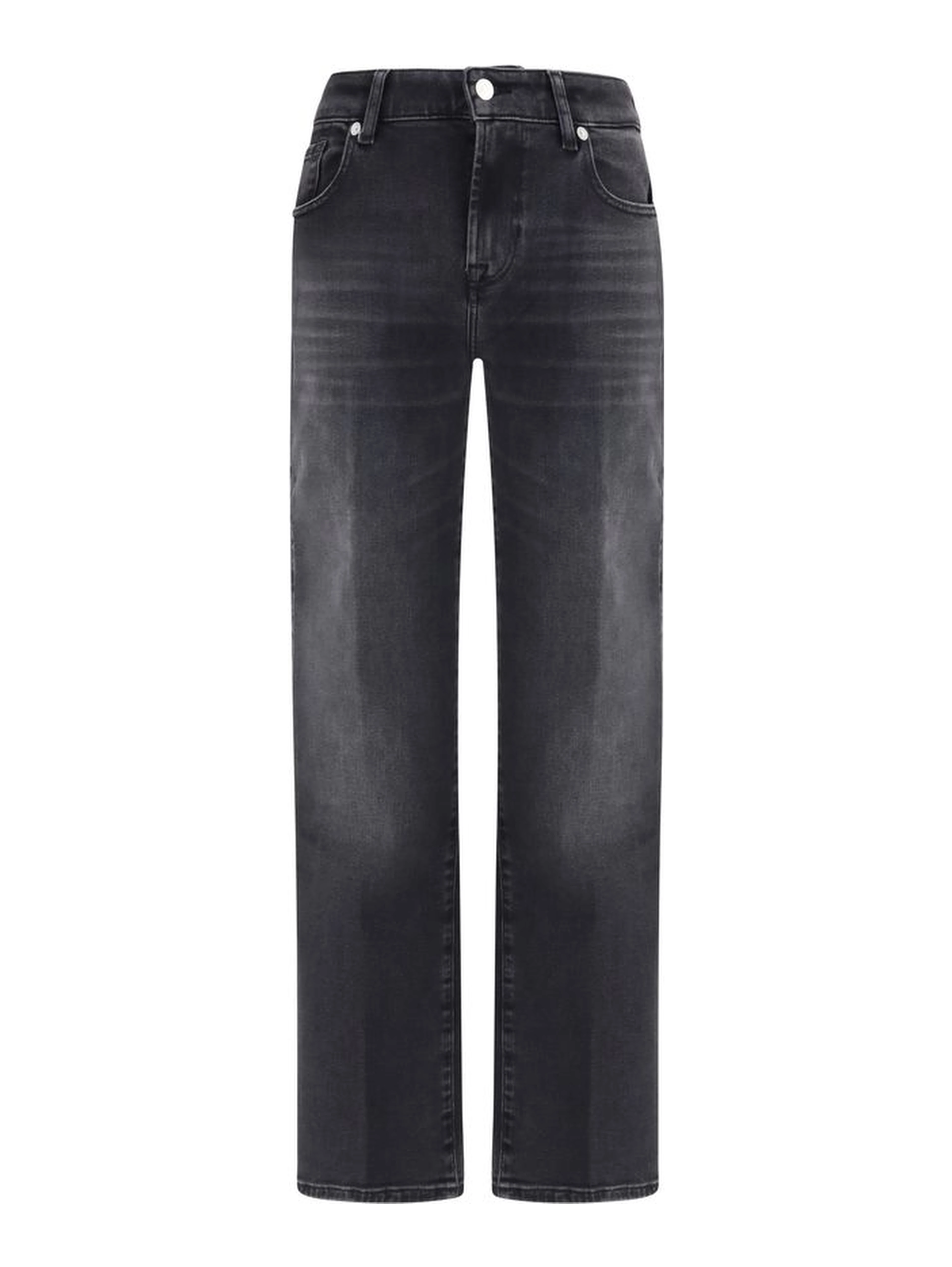Black Cotton Straight-Leg Jeans