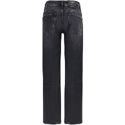 Black Cotton Straight-Leg Jeans