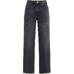 Black Cotton Straight-Leg Jeans