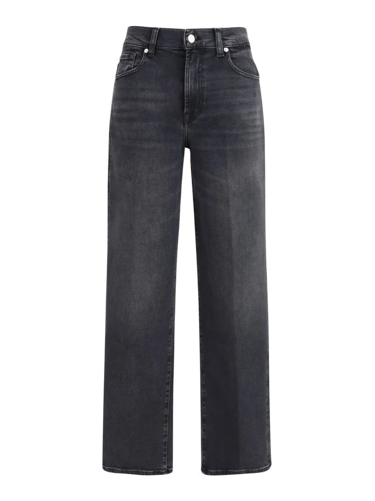 Black Cotton Straight-Leg Jeans