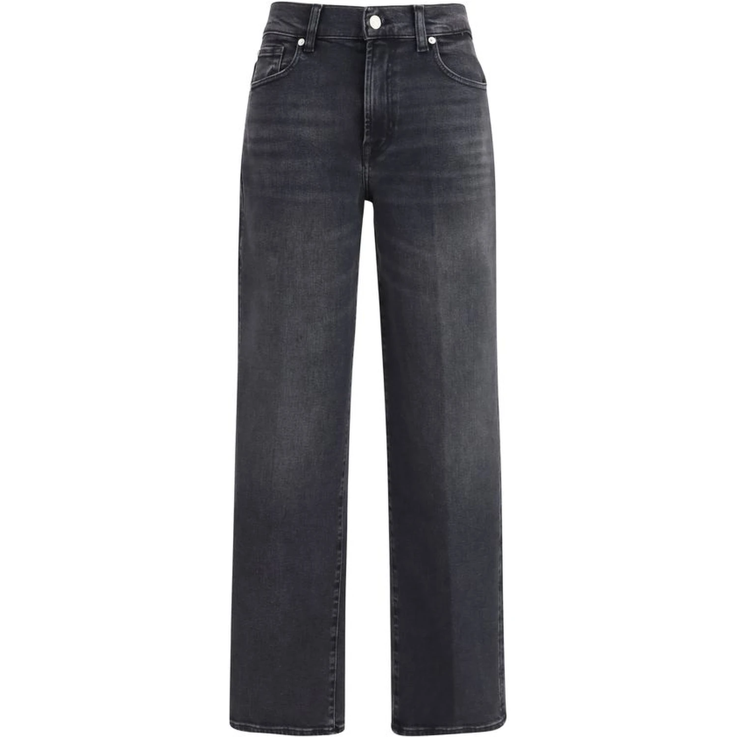 Black Cotton Straight-Leg Jeans
