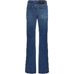 Blue Cotton Bootcut Jeans