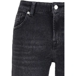 Black Cotton Straight-Leg Jeans