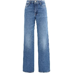 Blue Cotton Flared Jeans